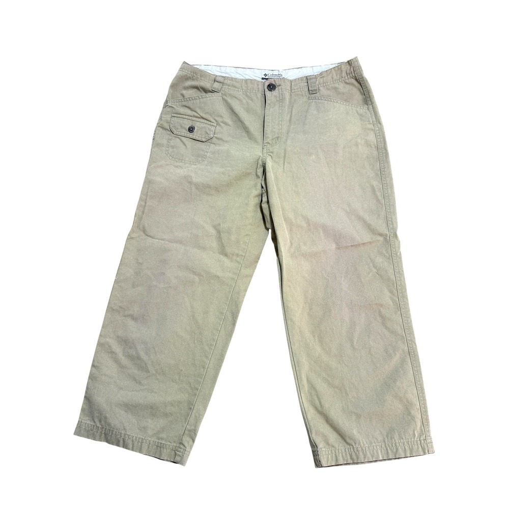 Columbia Capri Pants Womens 10 Beige Twill Cropped Straight Leg Pockets Casual
